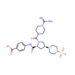 CS(=O)(=O)N1CCN([C@H]2C[C@@H](C(=O)Nc3ccc(C(=O)O)cc3)N(C(=O)C3CCN(C(=N)N)CC3)C2)CC1 ZINC000207250174