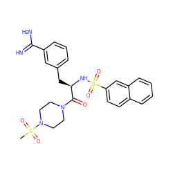 CS(=O)(=O)N1CCN(C(=O)[C@@H](Cc2cccc(C(=N)N)c2)NS(=O)(=O)c2ccc3ccccc3c2)CC1 ZINC000026836413