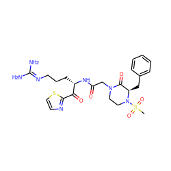 CS(=O)(=O)N1CCN(CC(=O)N[C@@H](CCCN=C(N)N)C(=O)c2nccs2)C(=O)[C@H]1Cc1ccccc1 ZINC000027847473