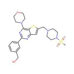 CS(=O)(=O)N1CCN(Cc2cc3nc(-c4cccc(CO)c4)nc(N4CCOCC4)c3s2)CC1 ZINC000044460362