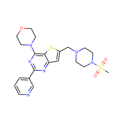 CS(=O)(=O)N1CCN(Cc2cc3nc(-c4cccnc4)nc(N4CCOCC4)c3s2)CC1 ZINC000049054528