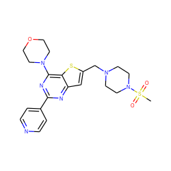 CS(=O)(=O)N1CCN(Cc2cc3nc(-c4ccncc4)nc(N4CCOCC4)c3s2)CC1 ZINC000049525677