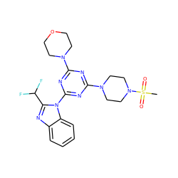 CS(=O)(=O)N1CCN(c2nc(N3CCOCC3)nc(-n3c(C(F)F)nc4ccccc43)n2)CC1 ZINC000113914718