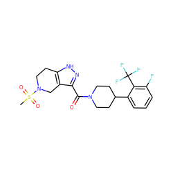 CS(=O)(=O)N1CCc2[nH]nc(C(=O)N3CCC(c4cccc(F)c4C(F)(F)F)CC3)c2C1 ZINC001772603209