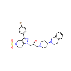 CS(=O)(=O)N1CCc2c(c(-c3ccc(Br)cc3)nn2C[C@@H](O)CN2CCC(N3CCc4ccccc4C3)CC2)C1 ZINC000028572229