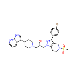 CS(=O)(=O)N1CCc2c(c(-c3ccc(Br)cc3)nn2C[C@@H](O)CN2CCC(c3c[nH]c4ncccc34)CC2)C1 ZINC000028824441