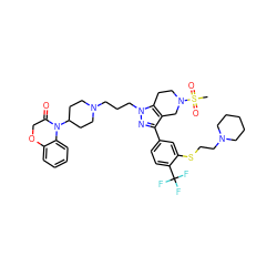 CS(=O)(=O)N1CCc2c(c(-c3ccc(C(F)(F)F)c(SCCN4CCCCC4)c3)nn2CCCN2CCC(N3C(=O)COc4ccccc43)CC2)C1 ZINC000095539305