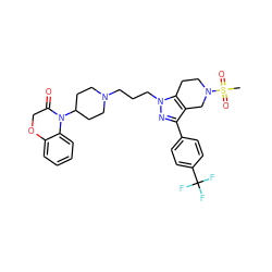 CS(=O)(=O)N1CCc2c(c(-c3ccc(C(F)(F)F)cc3)nn2CCCN2CCC(N3C(=O)COc4ccccc43)CC2)C1 ZINC000034804848