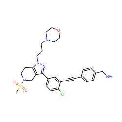 CS(=O)(=O)N1CCc2c(c(-c3ccc(Cl)c(C#Cc4ccc(CN)cc4)c3)nn2CCCN2CCOCC2)C1 ZINC000049722988