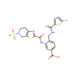 CS(=O)(=O)N1CCc2nc(C(=O)Nc3cc(C(=O)O)ccc3CNC(=O)c3ccc(Cl)s3)sc2C1 ZINC000073167513