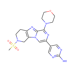 CS(=O)(=O)N1CCc2nc3c(N4CCOCC4)nc(-c4cnc(N)nc4)cn3c2C1 ZINC001772609677