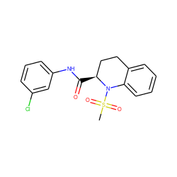 CS(=O)(=O)N1c2ccccc2CC[C@@H]1C(=O)Nc1cccc(Cl)c1 ZINC000095558605