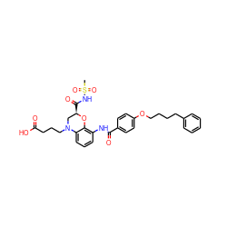 CS(=O)(=O)NC(=O)[C@@H]1CN(CCCC(=O)O)c2cccc(NC(=O)c3ccc(OCCCCc4ccccc4)cc3)c2O1 ZINC000137191219