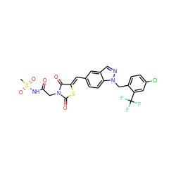 CS(=O)(=O)NC(=O)CN1C(=O)S/C(=C\c2ccc3c(cnn3Cc3ccc(Cl)cc3C(F)(F)F)c2)C1=O ZINC000116867034