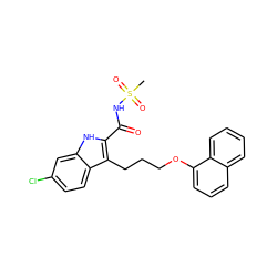 CS(=O)(=O)NC(=O)c1[nH]c2cc(Cl)ccc2c1CCCOc1cccc2ccccc12 ZINC000222689081