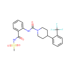 CS(=O)(=O)NC(=O)c1ccccc1NC(=O)N1CCC(c2ccccc2C(F)(F)F)CC1 ZINC000299837736