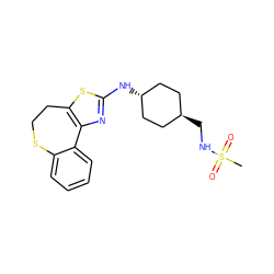 CS(=O)(=O)NC[C@H]1CC[C@H](Nc2nc3c(s2)CCSc2ccccc2-3)CC1 ZINC000252675735