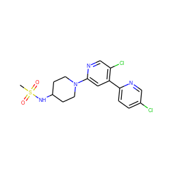 CS(=O)(=O)NC1CCN(c2cc(-c3ccc(Cl)cn3)c(Cl)cn2)CC1 ZINC000142454347