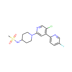 CS(=O)(=O)NC1CCN(c2cc(-c3ccc(F)cn3)c(Cl)cn2)CC1 ZINC000142519339