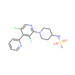 CS(=O)(=O)NC1CCN(c2ncc(Cl)c(-c3ccccn3)c2F)CC1 ZINC000166319846