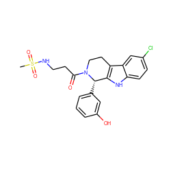 CS(=O)(=O)NCCC(=O)N1CCc2c([nH]c3ccc(Cl)cc23)[C@@H]1c1cccc(O)c1 ZINC000045336824