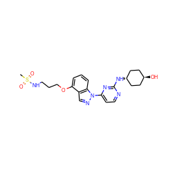 CS(=O)(=O)NCCCOc1cccc2c1cnn2-c1ccnc(N[C@H]2CC[C@H](O)CC2)n1 ZINC000299845576