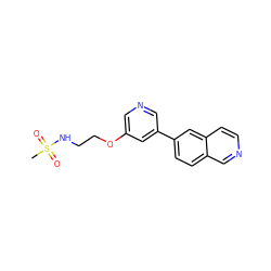 CS(=O)(=O)NCCOc1cncc(-c2ccc3cnccc3c2)c1 ZINC000063298271