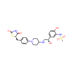 CS(=O)(=O)Nc1cc([C@@H](O)CNC2CCN(c3ccc(C[C@H]4SC(=O)NC4=O)cc3)CC2)ccc1O ZINC000049925455