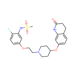 CS(=O)(=O)Nc1cc(OCCN2CCC(Oc3ccc4c(c3)NC(=O)CC4)CC2)ccc1F ZINC000049111954