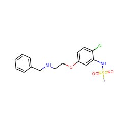 CS(=O)(=O)Nc1cc(OCCNCc2ccccc2)ccc1Cl ZINC000026752280