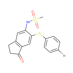 CS(=O)(=O)Nc1cc2c(cc1Sc1ccc(Br)cc1)C(=O)CC2 ZINC000013744775