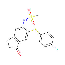 CS(=O)(=O)Nc1cc2c(cc1Sc1ccc(F)cc1)C(=O)CC2 ZINC000013744794