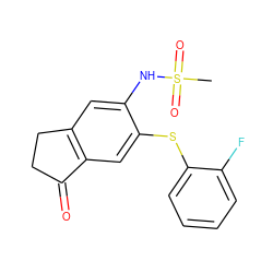 CS(=O)(=O)Nc1cc2c(cc1Sc1ccccc1F)C(=O)CC2 ZINC000013744773