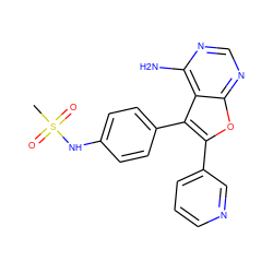 CS(=O)(=O)Nc1ccc(-c2c(-c3cccnc3)oc3ncnc(N)c23)cc1 ZINC000029129049