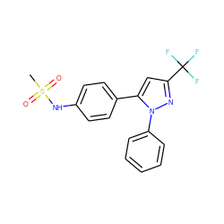 CS(=O)(=O)Nc1ccc(-c2cc(C(F)(F)F)nn2-c2ccccc2)cc1 ZINC000029405793