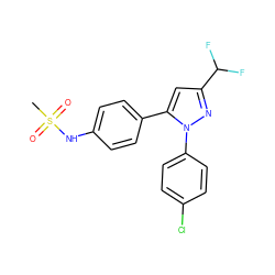 CS(=O)(=O)Nc1ccc(-c2cc(C(F)F)nn2-c2ccc(Cl)cc2)cc1 ZINC000029398637