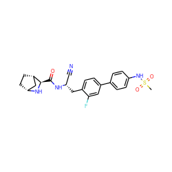 CS(=O)(=O)Nc1ccc(-c2ccc(C[C@@H](C#N)NC(=O)[C@H]3N[C@@H]4CC[C@H]3C4)c(F)c2)cc1 ZINC000219319368