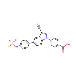 CS(=O)(=O)Nc1ccc(-c2ccc3c(c2)c(C#N)cn3-c2ccc(C(=O)O)cc2)cc1 ZINC000142715055