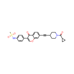 CS(=O)(=O)Nc1ccc(-c2coc3cc(C#CC4CCN(C(=O)C5CC5)CC4)ccc3c2=O)cc1 ZINC000169700851