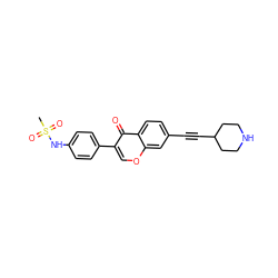 CS(=O)(=O)Nc1ccc(-c2coc3cc(C#CC4CCNCC4)ccc3c2=O)cc1 ZINC000169700850