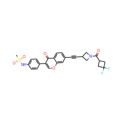 CS(=O)(=O)Nc1ccc(-c2coc3cc(C#CC4CN(C(=O)C5CC(F)(F)C5)C4)ccc3c2=O)cc1 ZINC000169700857