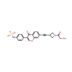 CS(=O)(=O)Nc1ccc(-c2coc3cc(C#CC4CN(C(=O)CO)C4)ccc3c2=O)cc1 ZINC000169700859