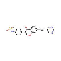 CS(=O)(=O)Nc1ccc(-c2coc3cc(C#Cc4cncnc4)ccc3c2=O)cc1 ZINC000169700842