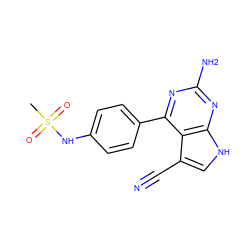 CS(=O)(=O)Nc1ccc(-c2nc(N)nc3[nH]cc(C#N)c23)cc1 ZINC001772652765