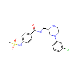 CS(=O)(=O)Nc1ccc(C(=O)NC[C@@H]2CN(c3cccc(Cl)c3)CCN2)cc1 ZINC000003796617