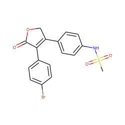 CS(=O)(=O)Nc1ccc(C2=C(c3ccc(Br)cc3)C(=O)OC2)cc1 ZINC000028640206