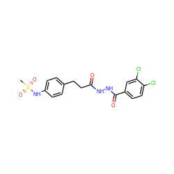 CS(=O)(=O)Nc1ccc(CCC(=O)NNC(=O)c2ccc(Cl)c(Cl)c2)cc1 ZINC000045354350