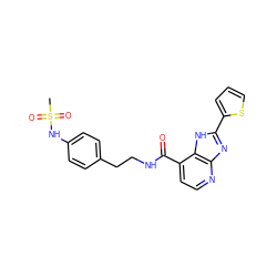 CS(=O)(=O)Nc1ccc(CCNC(=O)c2ccnc3nc(-c4cccs4)[nH]c23)cc1 ZINC000084670753