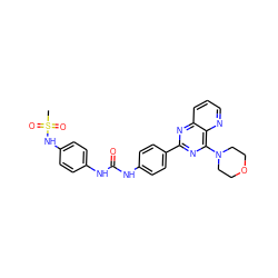 CS(=O)(=O)Nc1ccc(NC(=O)Nc2ccc(-c3nc(N4CCOCC4)c4ncccc4n3)cc2)cc1 ZINC001772650969