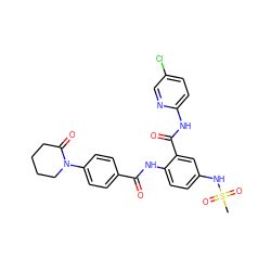 CS(=O)(=O)Nc1ccc(NC(=O)c2ccc(N3CCCCC3=O)cc2)c(C(=O)Nc2ccc(Cl)cn2)c1 ZINC000029046419